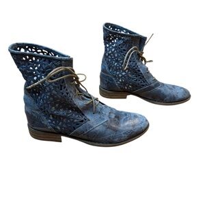Portofino Leather Laser Cut Whimsigoth Ankle Boots